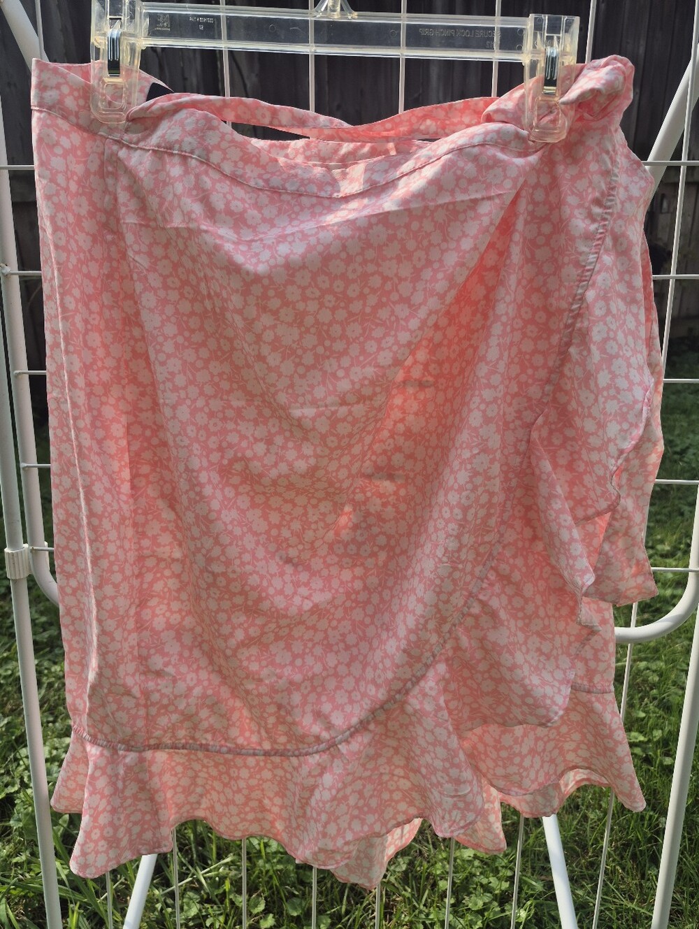 Vero Moda Pink Floral Asymmetrical Ruffle Wrap Skirt
